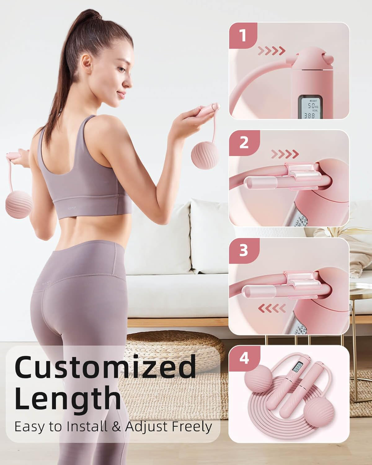 Cordless Weighted Jump Rope with Counter & LCD