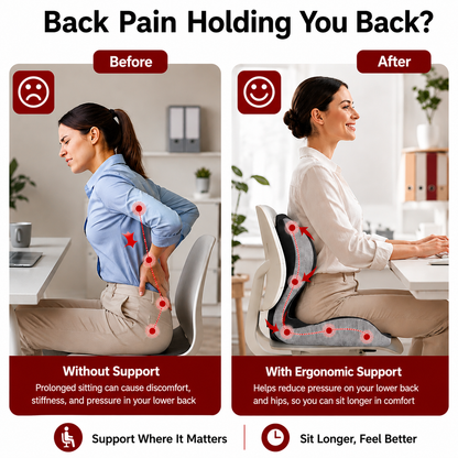 Eircore BackEase™ — Ergonomic Chair Cushion + Lumbar Backrest for Office, Car, Truck