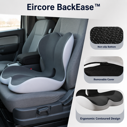 Eircore BackEase™ — Ergonomic Chair Cushion + Lumbar Backrest for Office, Car, Truck