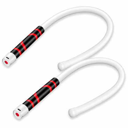 Two flexible LED work lights on a white background, each with a red-striped black grip and bendable white tube