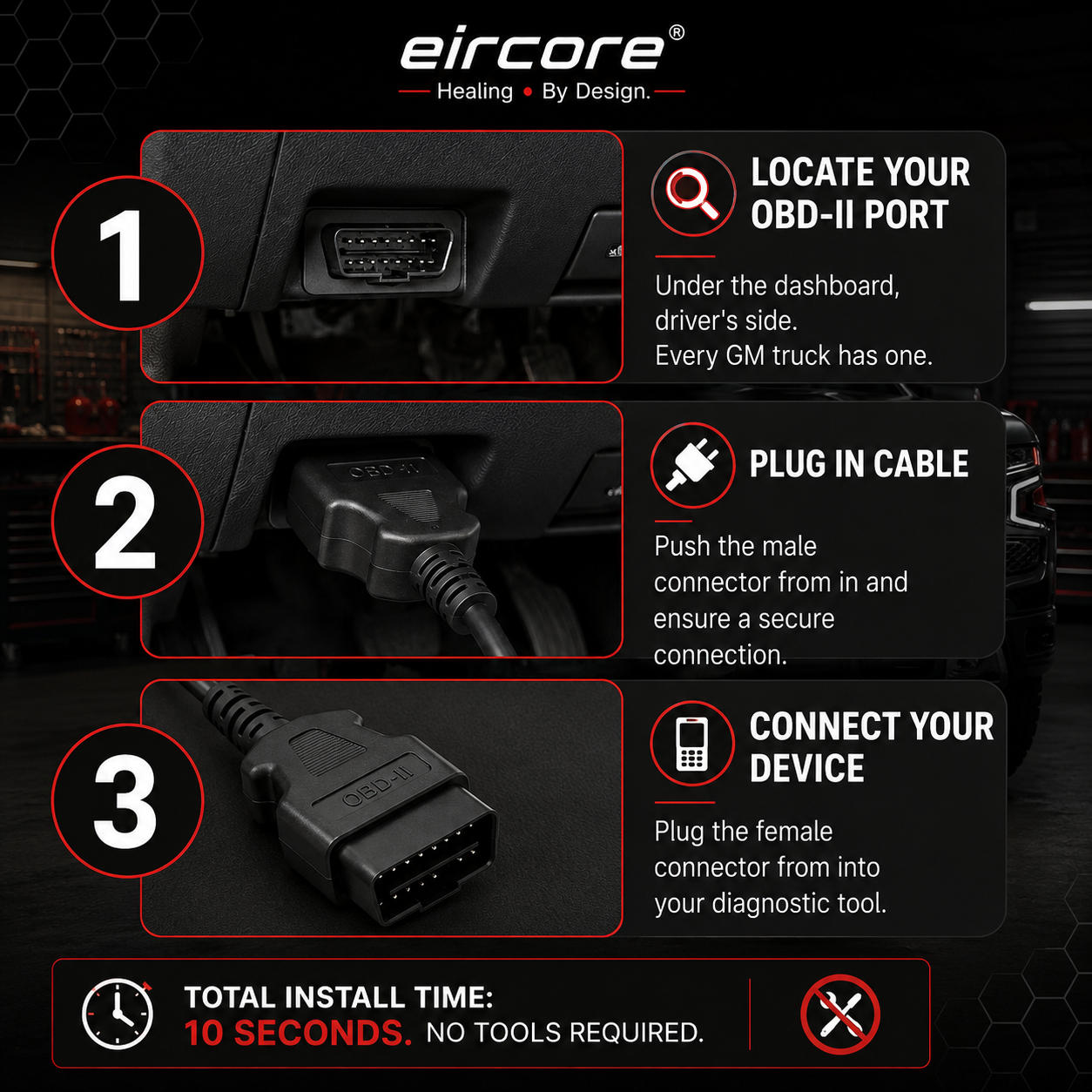 EirCore OBD-II Extension Cable