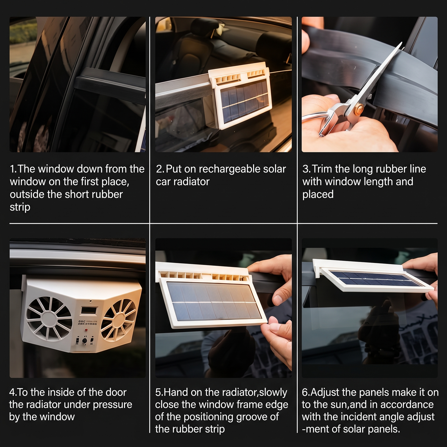SolarFlow dual-fan ventilator venting hot cabin air