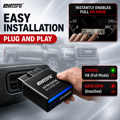 EirCore AFM/DFM Disabler easy installation — plug and play OBD2, instantly enables full V8 mode