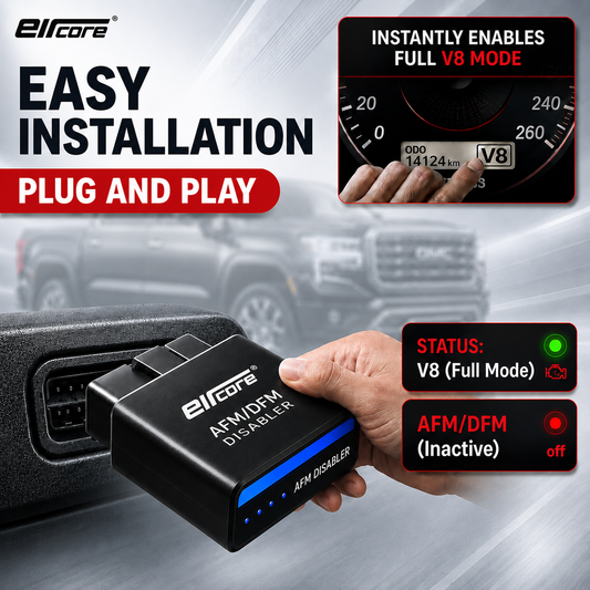 EirCore AFM/DFM Disabler easy installation — plug and play OBD2, instantly enables full V8 mode