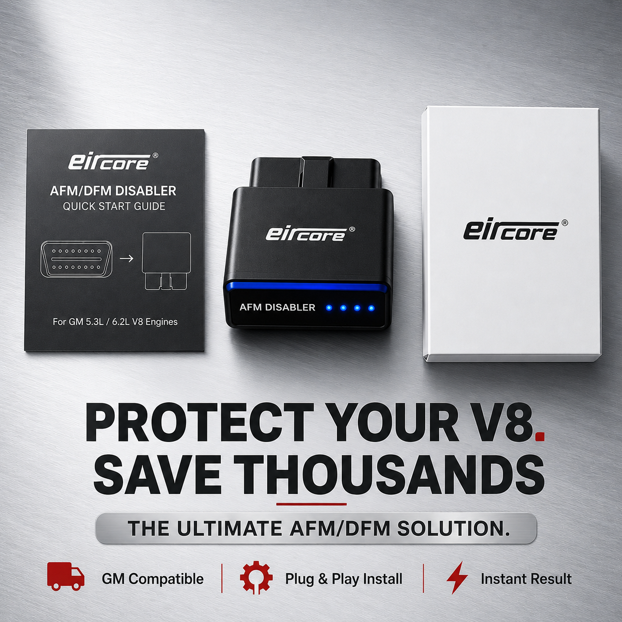Protect your V8, save thousands — EirCore AFM/DFM Disabler with quick start guide and packaging, GM compatible