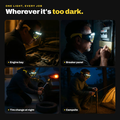 Use cases: engine bay, breaker panel, tire change at night, campsite