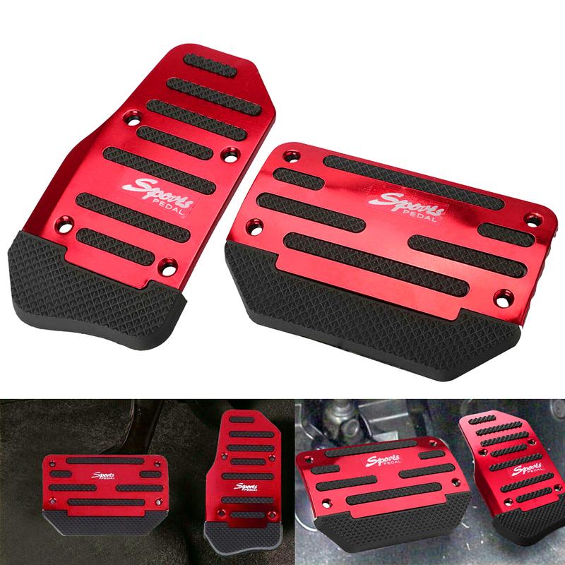 Red non-slip gas and brake pedal cover set